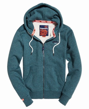 Superdry Orange Label Classic Cipzár Férfi Kapucnis Pulóver Türkiz | PFZLT6987